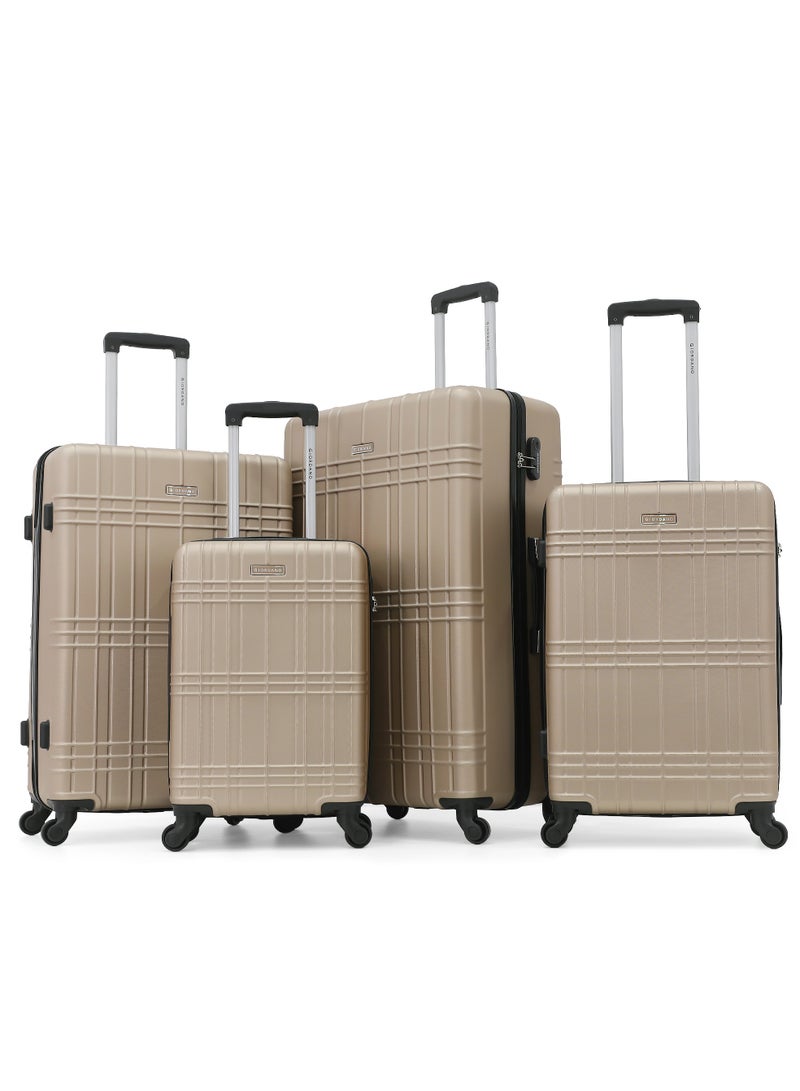 Giordano Hardside Luggage Trolley Bag 4 Pieces set,Champagne (S-20,M-24,L-28,XL-32 Inch) - Image 1